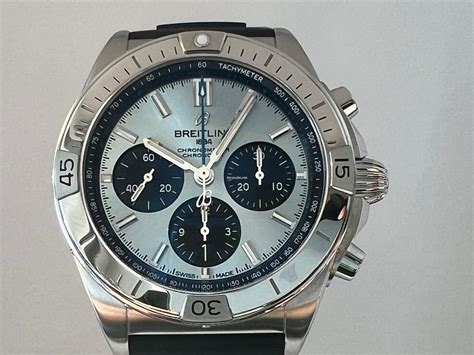 breitling blue face watch|breitling ice blue chronomat.